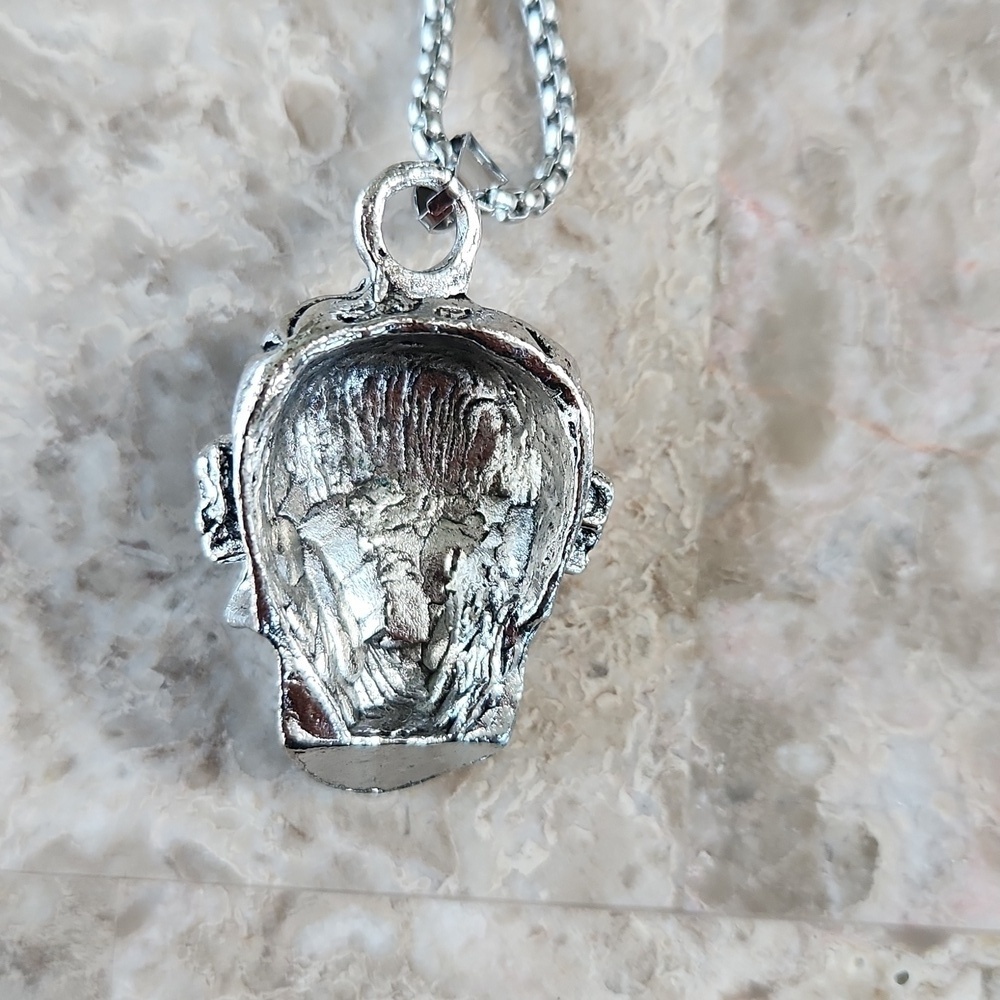 Silver Skull Pendant with Red Accents, New - Picture 5 of 5